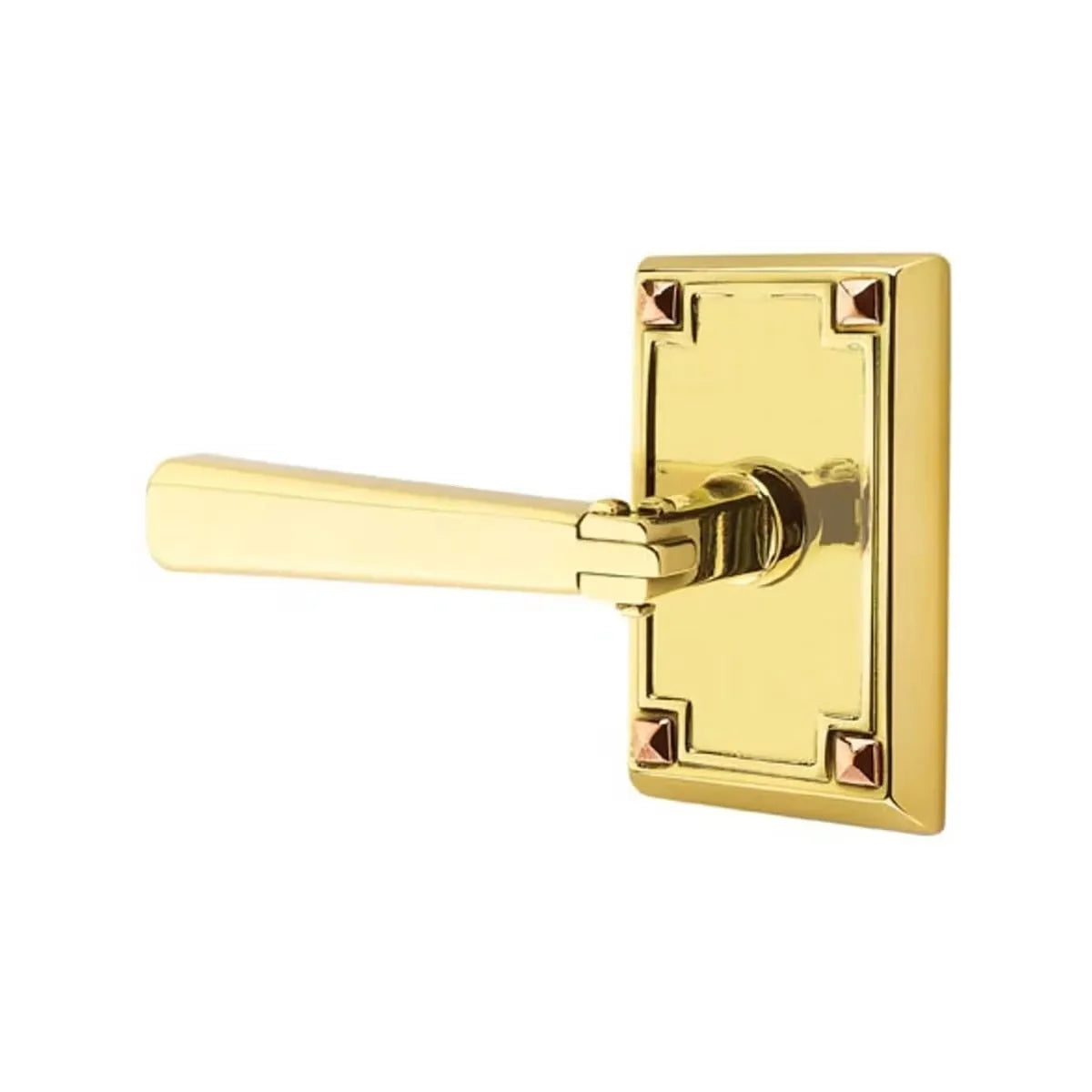 Emtek Arts & Crafts Lever with Arts & Crafts Rosette in Unlacquered Brass finish