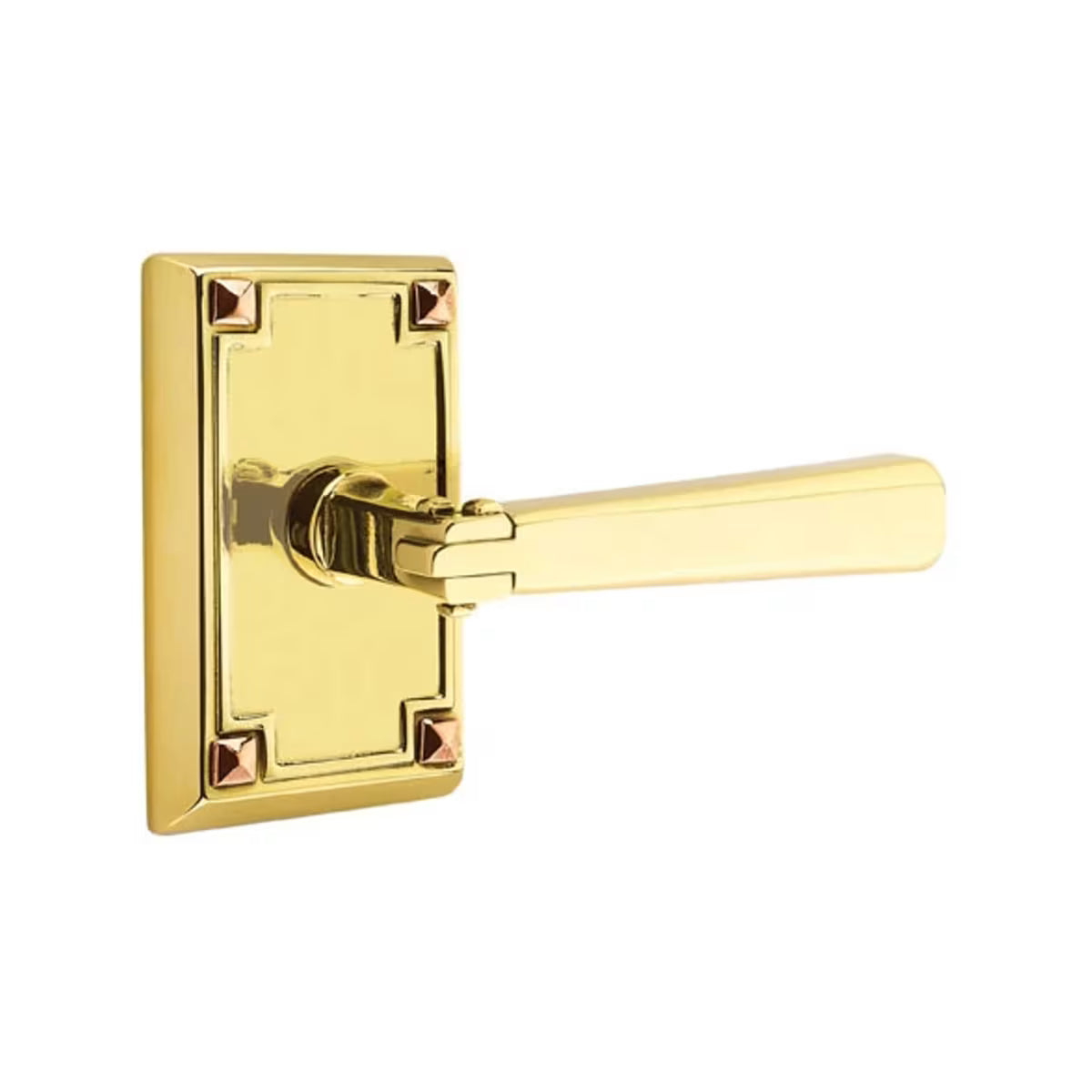 Emtek Arts & Crafts Lever with Arts & Crafts Rosette in Unlacquered Brass finish