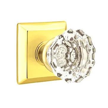 Emtek Astoria Clear Knob with Quincy Rosette in Lifetime Polished Brass finish