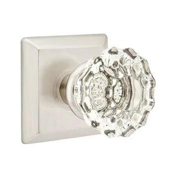 Emtek Astoria Clear Knob with Quincy Rosette in Satin Nickel finish