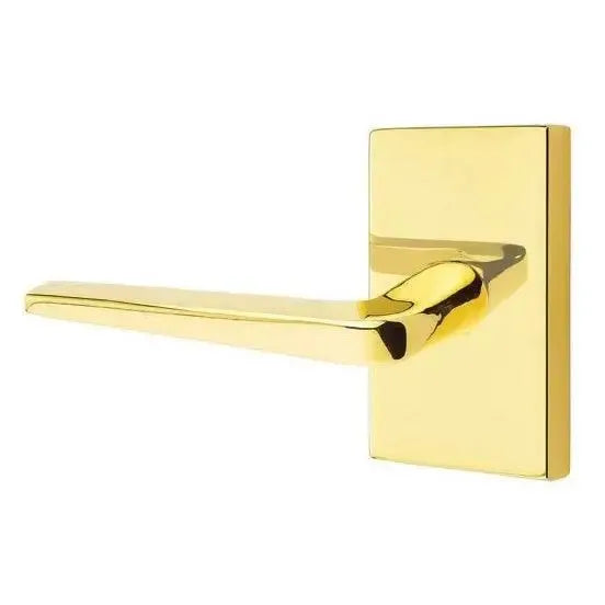 Emtek Athena Lever With Modern Rectangular Rosette Unlacquered Brass