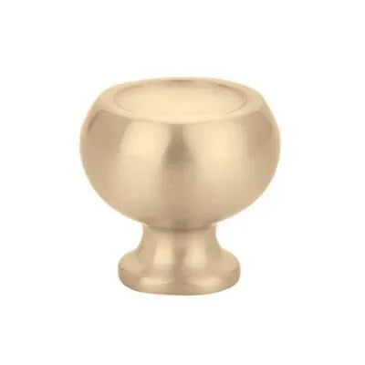 The Emtek Atomic Cabinet Knob in Satin Brass finish.