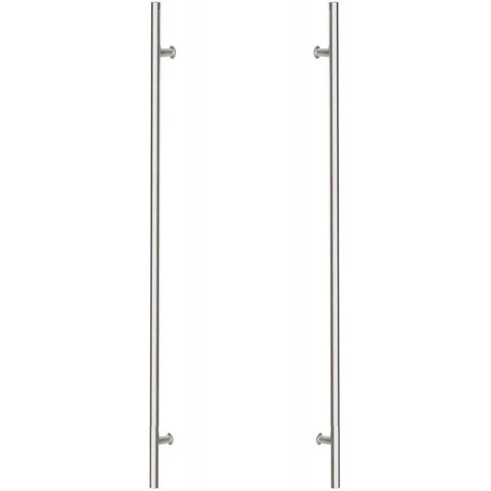 The Emtek Back to Back 36" Round Door Pull in Brushed Stainless Steel finish