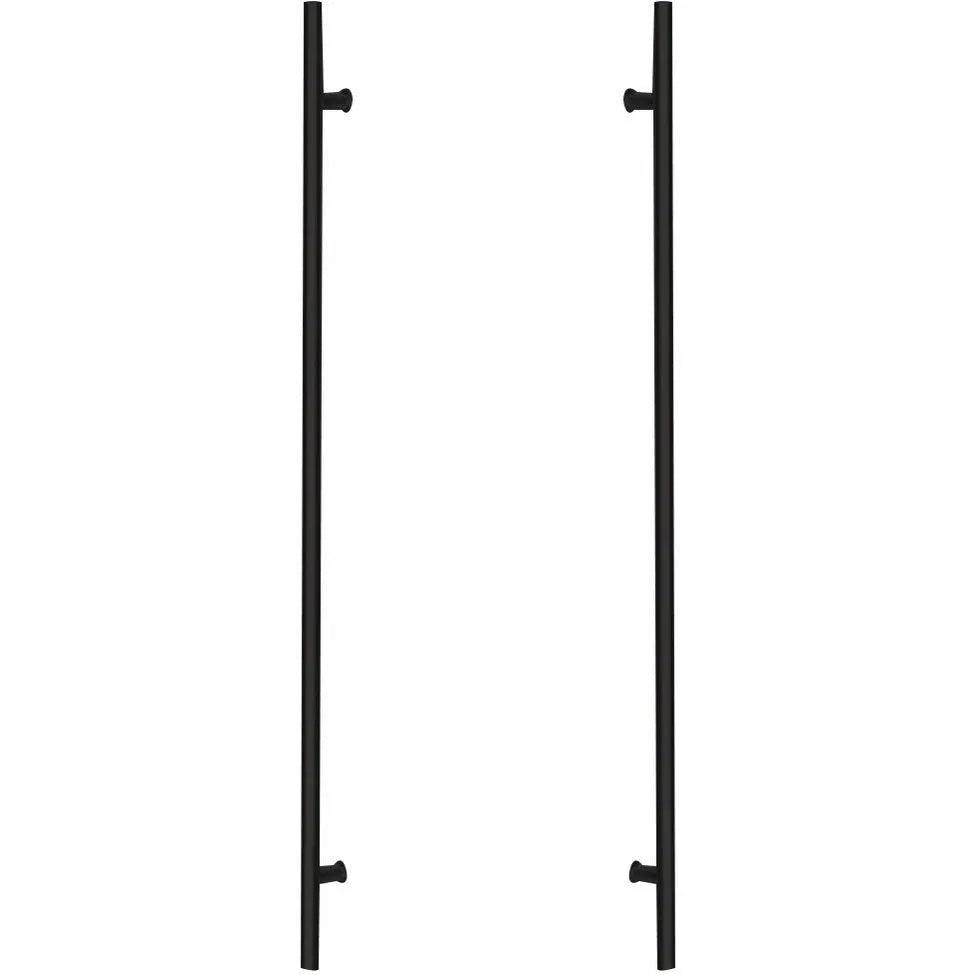 The Emtek Back to Back 36" Round Door Pull in Flat Black finish