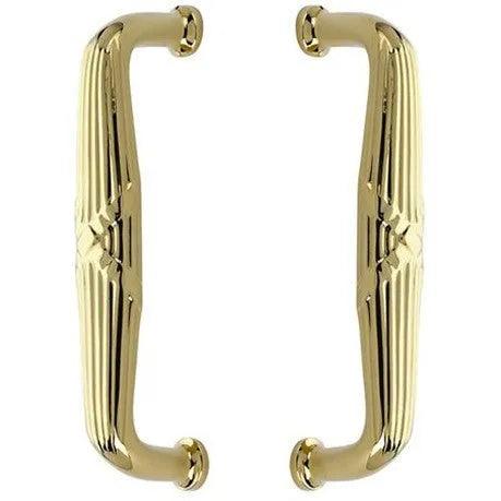 Emtek Back to Back 8" Ribbon & Reed Door Pull Unlacquered Brass