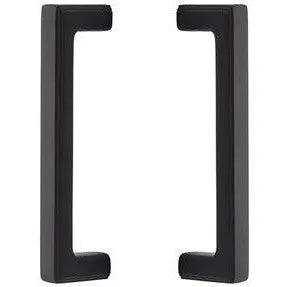 The Emtek Back to Back 8" Wilshire Door Pull in Flat Black finish