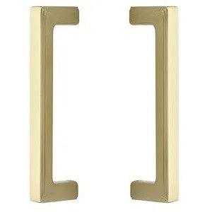 The Emtek Back to Back 8" Wilshire Door Pull in Lifetime Polished Brass finish