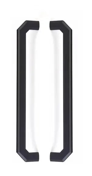 The Emtek Back to Back Riviera Appliance Pull in Flat Black finish