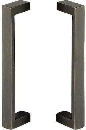 Emtek Back to Back Rustic Modern Rectangular Bronze Door Pull, 8 3/4" Center to Center in Medium Bronze Patina finish