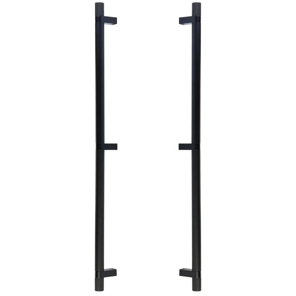 The Emtek Back-to-Back Select Knurled Appliance Bar Pull, 24" C-to-C in Flat Black finish