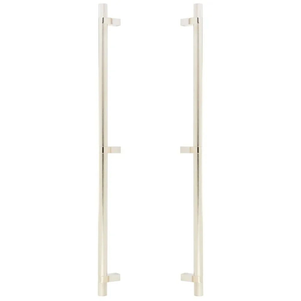 The Emtek Back-to-Back Select Knurled Appliance Bar Pull, 24" C-to-C in Lifetime Polished Nickel finish