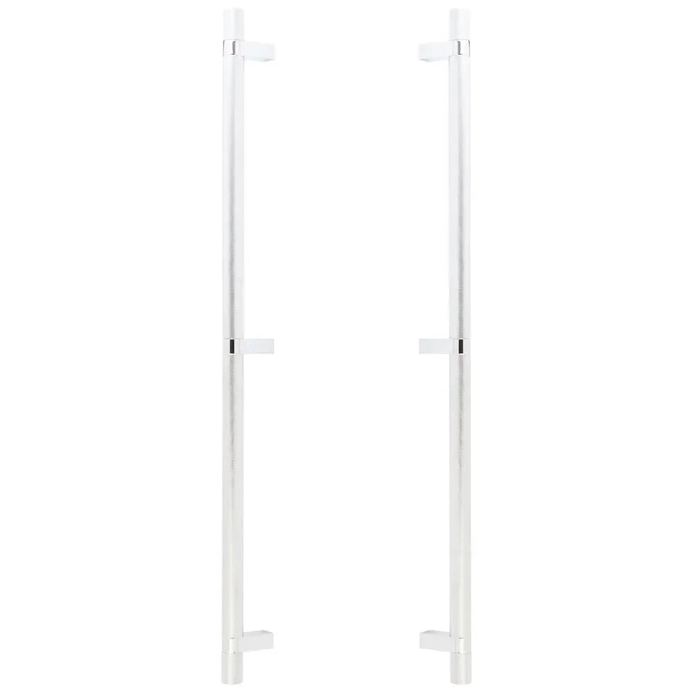 The Emtek Back-to-Back Select Knurled Appliance Bar Pull, 24" C-to-C in Polished Chrome finish