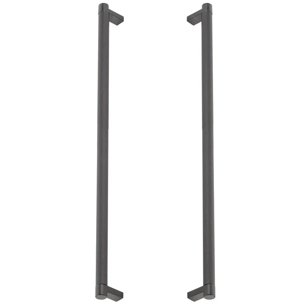 The Emtek Back-to-Back Select Rectangular Stem Knurled Appliance Pull in Flat Black finish