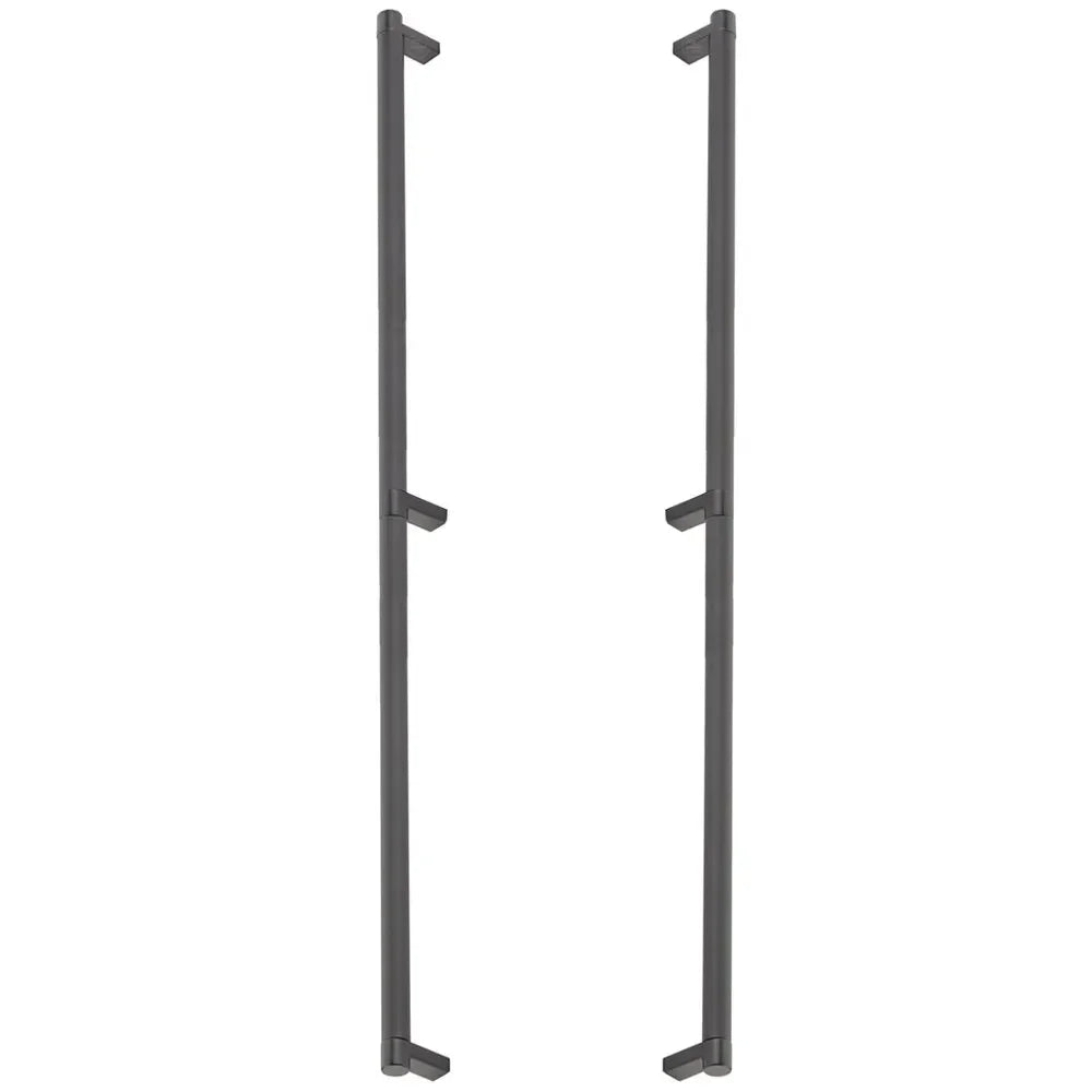 The Emtek Back-to-Back Select Rectangular Stem Knurled Appliance Pull in Flat Black finish