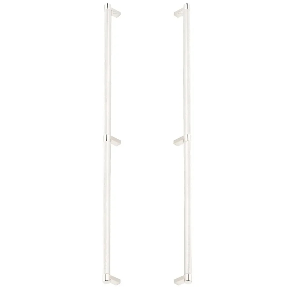 The Emtek Back-to-Back Select Rectangular Stem Knurled Appliance Pull in Lifetime Polished Nickel finish