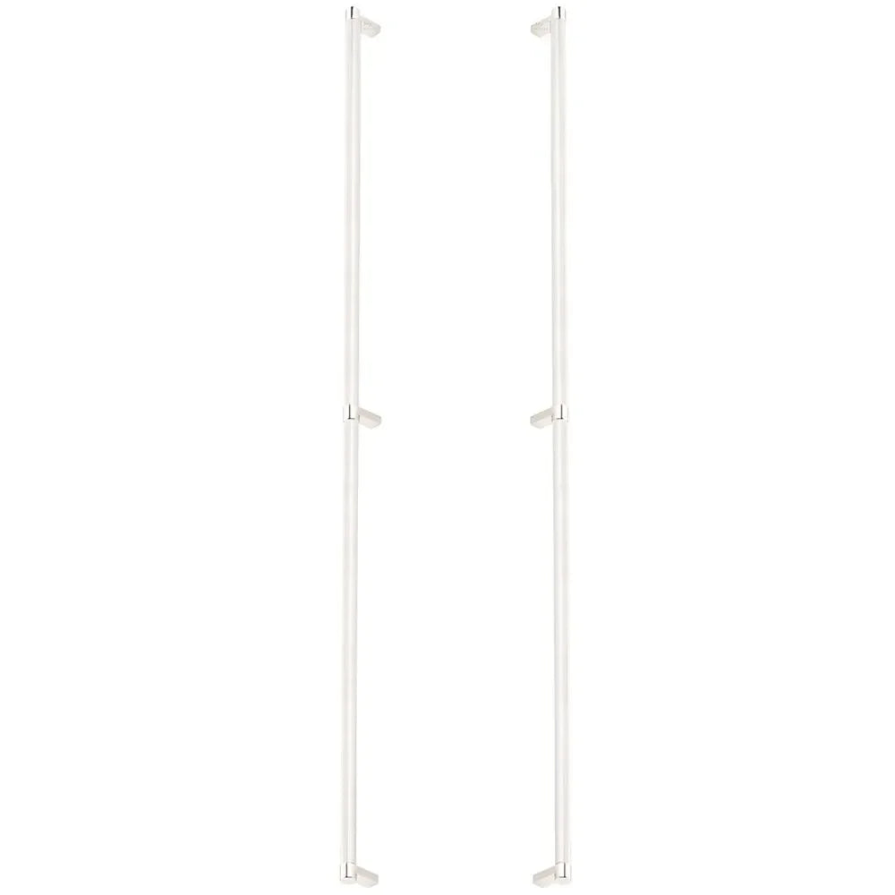 The Emtek Back-to-Back Select Rectangular Stem Knurled Appliance Pull in Lifetime Polished Nickel finish
