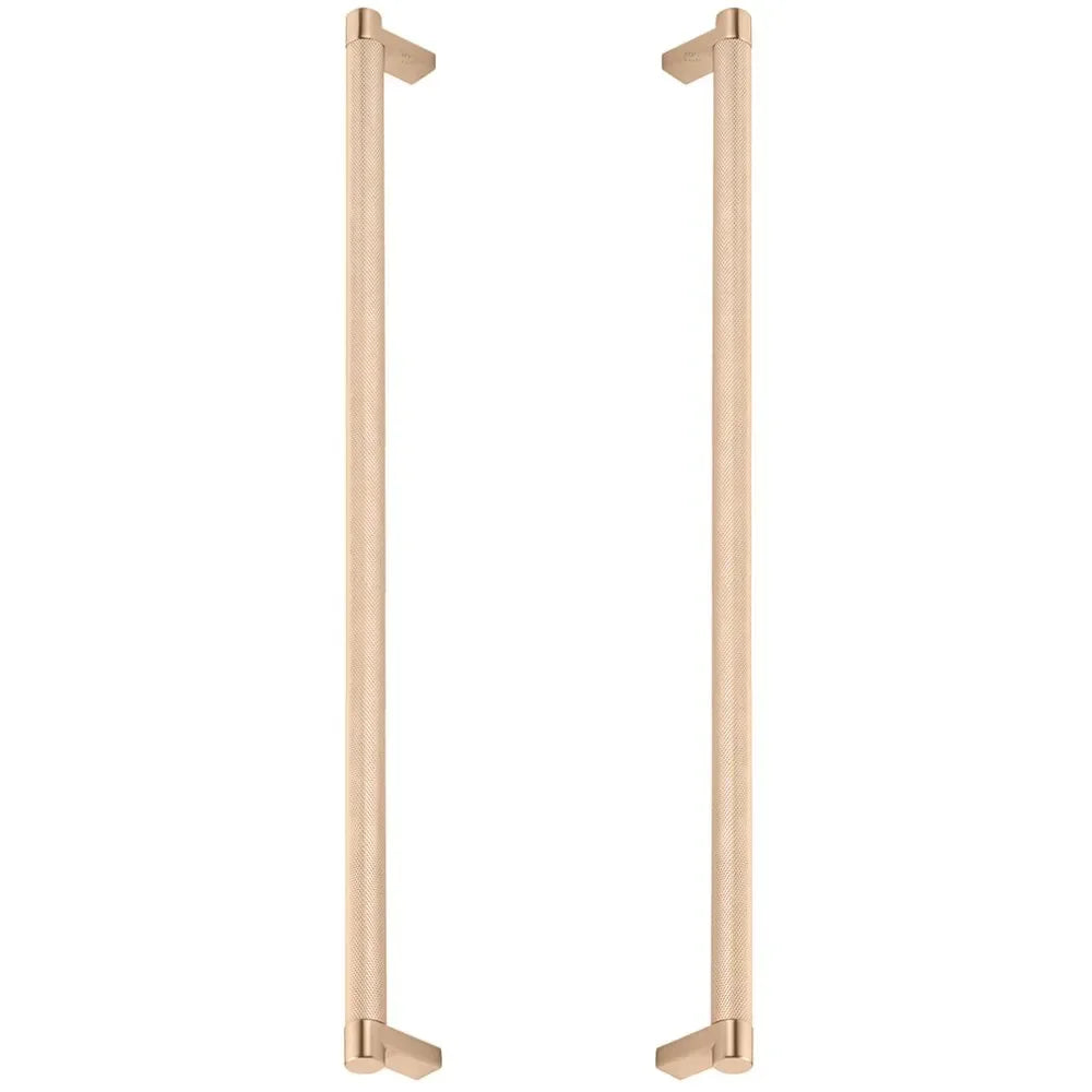 The Emtek Back-to-Back Select Rectangular Stem Knurled Appliance Pull in Satin Copper finish