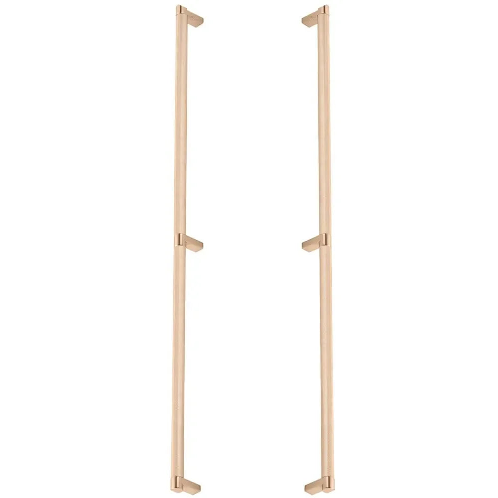 The Emtek Back-to-Back Select Rectangular Stem Knurled Appliance Pull in Satin Copper finish