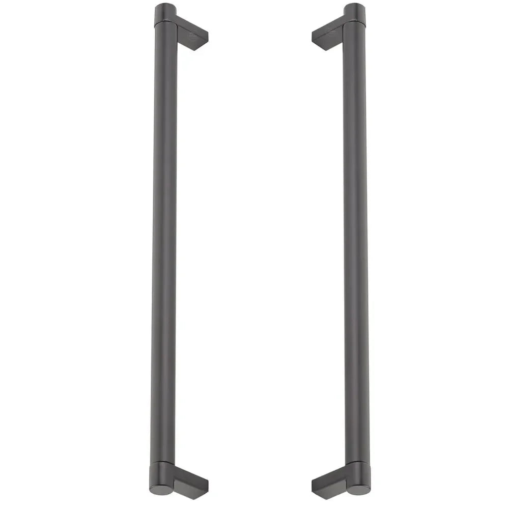 The Emtek Back-to-Back Select Rectangular Stem Smooth Appliance Pull in Flat Black finish