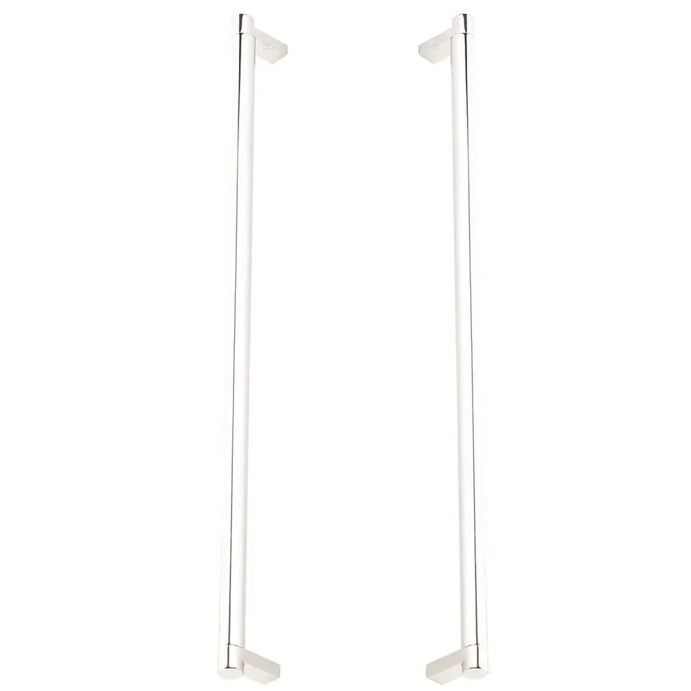 The Emtek Back-to-Back Select Rectangular Stem Smooth Appliance Pull in Lifetime Polished Nickel finish