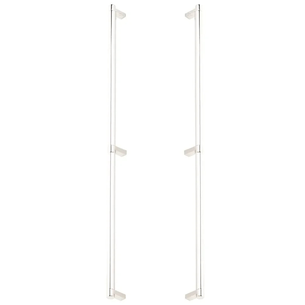 The Emtek Back-to-Back Select Rectangular Stem Smooth Appliance Pull in Lifetime Polished Nickel finish