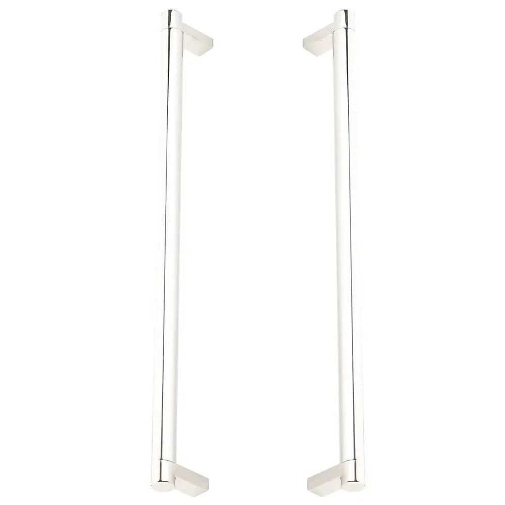 The Emtek Back-to-Back Select Rectangular Stem Smooth Appliance Pull in Lifetime Polished Nickel finish