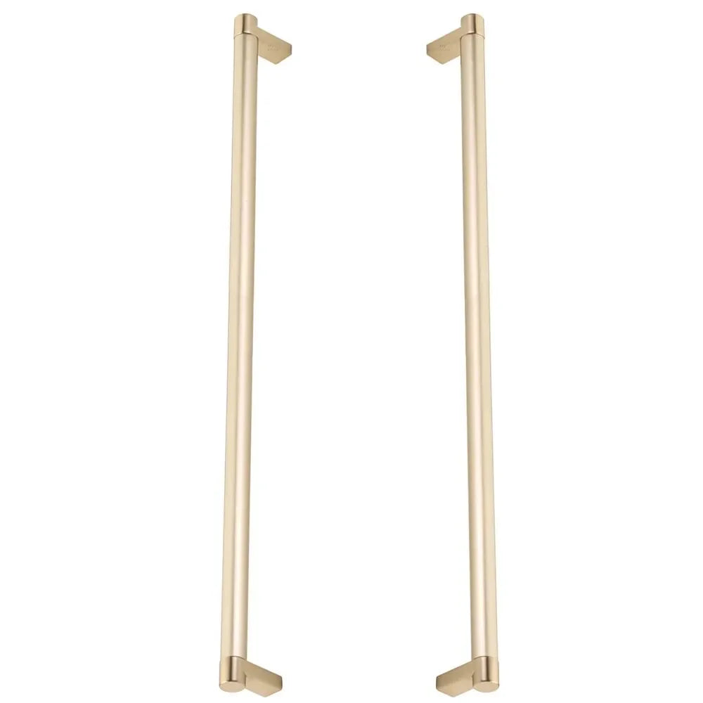 The Emtek Back-to-Back Select Rectangular Stem Smooth Appliance Pull in Satin Brass finish