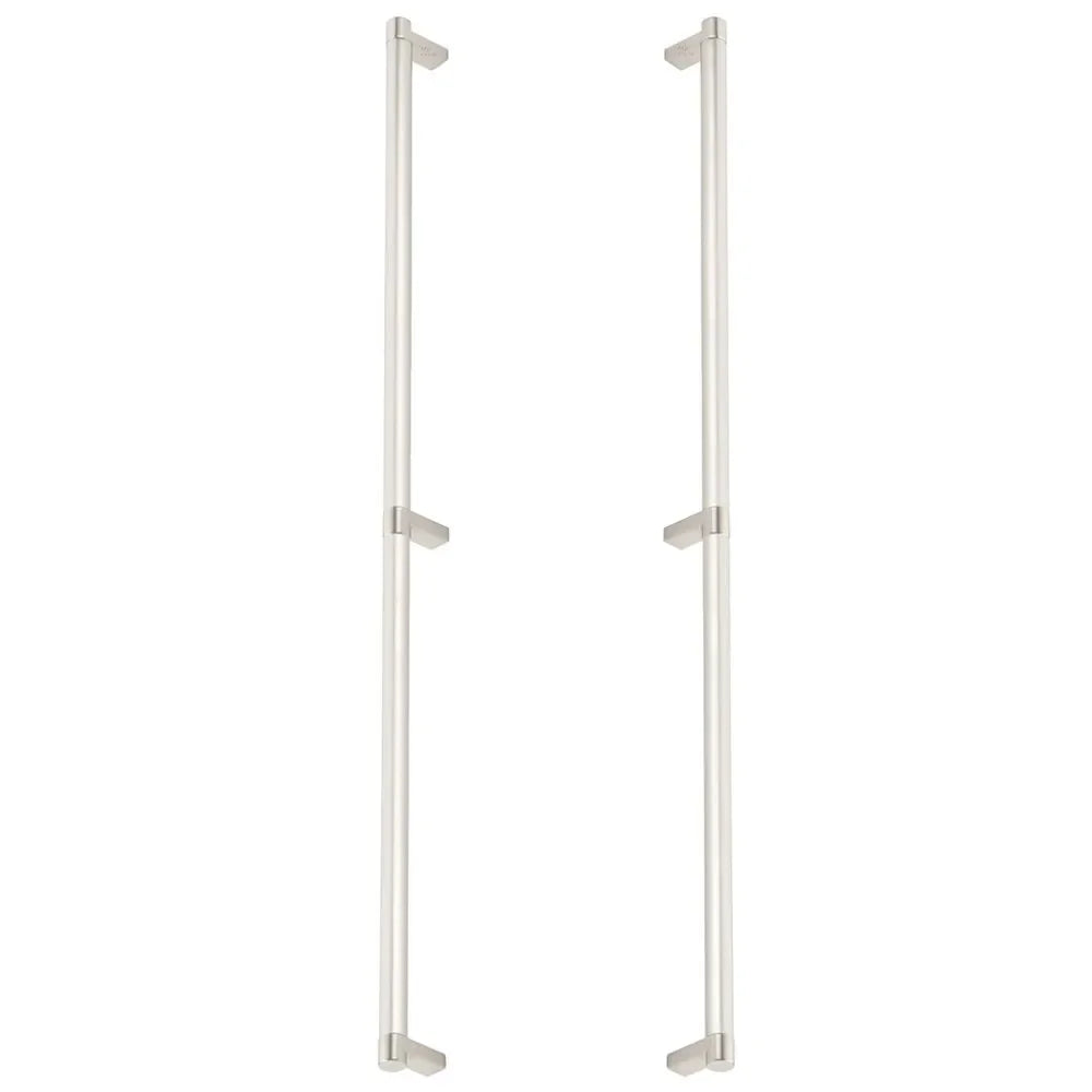 The Emtek Back-to-Back Select Rectangular Stem Smooth Appliance Pull in Satin Nickel finish