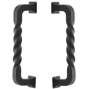Emtek Back to Back Tuscany Cast Bronze Twist Door Pull, 8" Center to Center Medium Bronze Patina