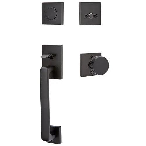 Emtek Baden Entrance Handleset With Bern Knob Flat Black
