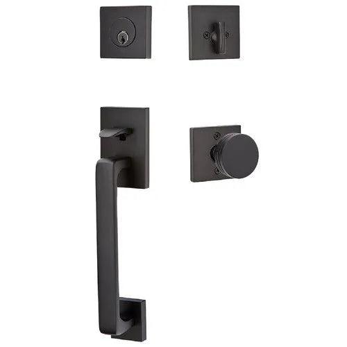 Emtek Baden Entrance Handleset With Bern Knob Flat Black