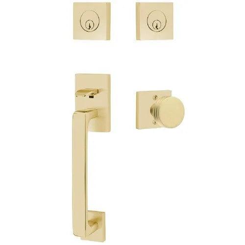 Emtek Baden Entrance Handleset With Bern Knob Satin Brass