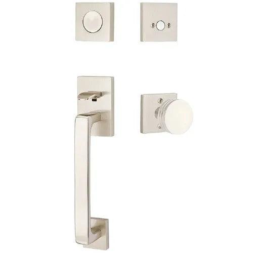 Emtek Baden Entrance Handleset With Bern Knob Satin Nickel