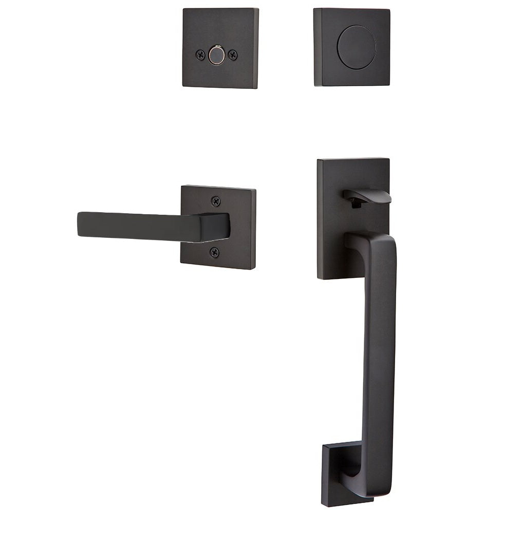 Emtek Baden Entrance Handleset With Dumont Lever Flat Black