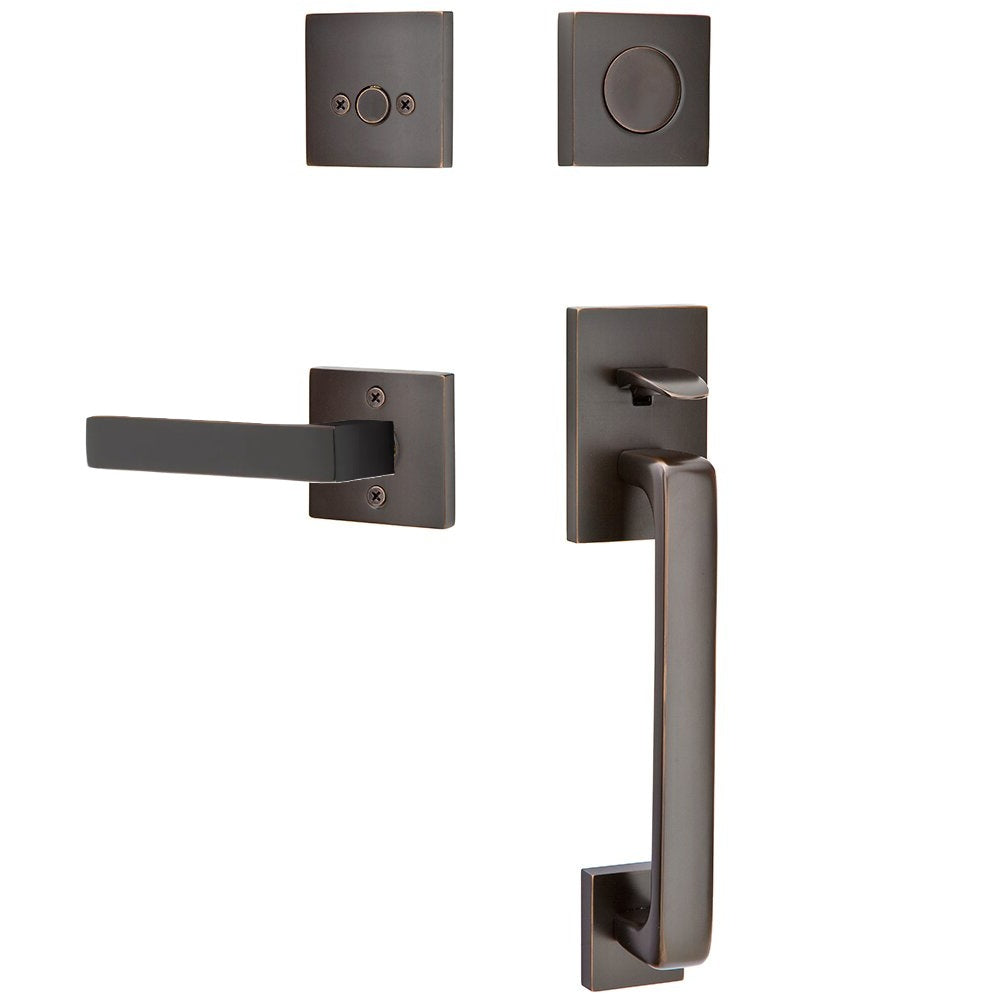 Emtek Baden Entrance Handleset With Dumont Lever Oil Rubbed Bronze