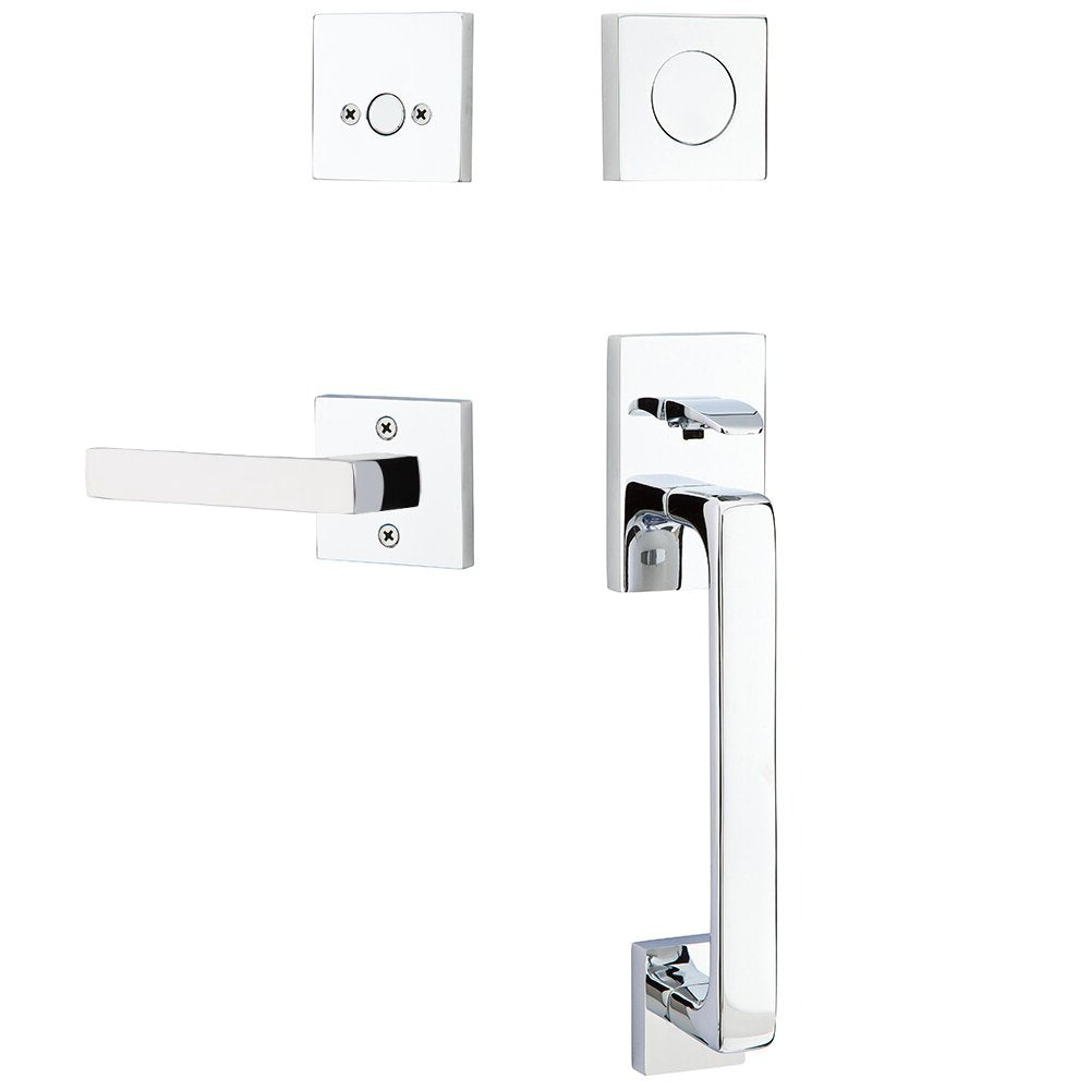Emtek Baden Entrance Handleset With Dumont Lever Polished Chrome