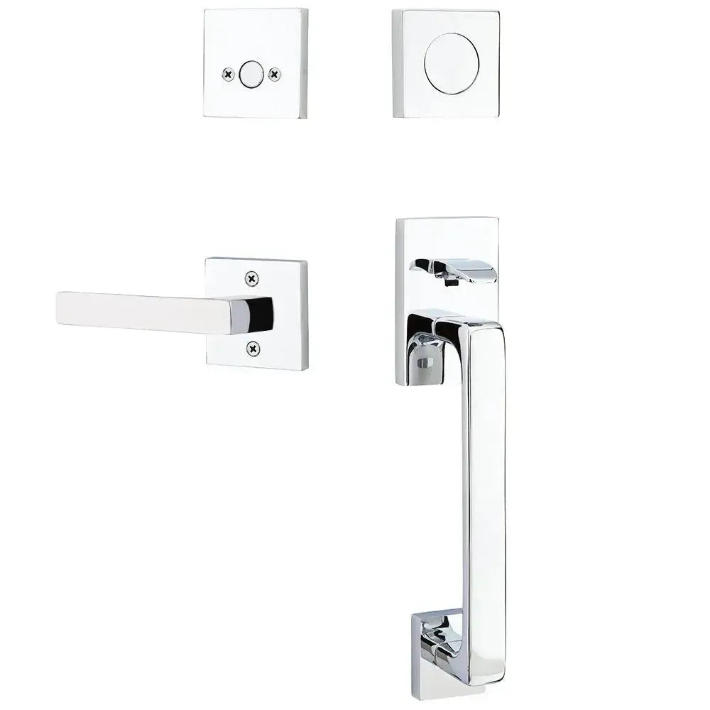 Emtek Baden Entrance Handleset With Dumont Lever in Polished Chrome finish