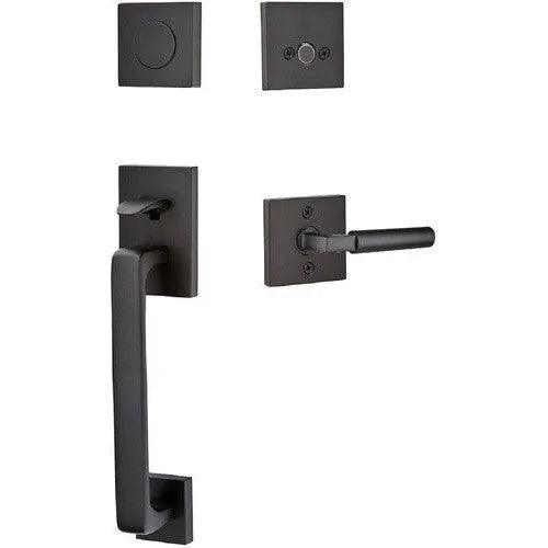 Emtek Baden Entrance Handleset With Hercules Lever Flat Black