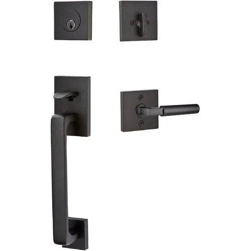 Emtek Baden Entrance Handleset With Hercules Lever Flat Black