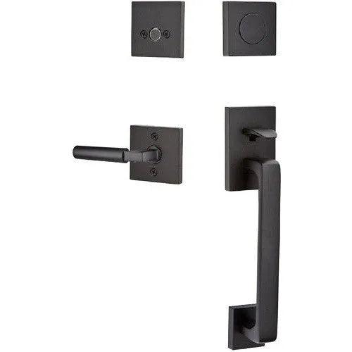 Emtek Baden Entrance Handleset With Hercules Lever Flat Black