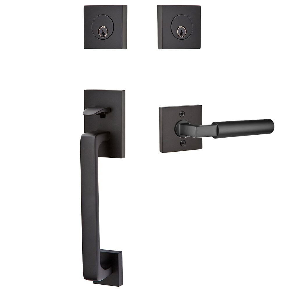 Emtek Baden Entrance Handleset With Hercules Lever Flat Black