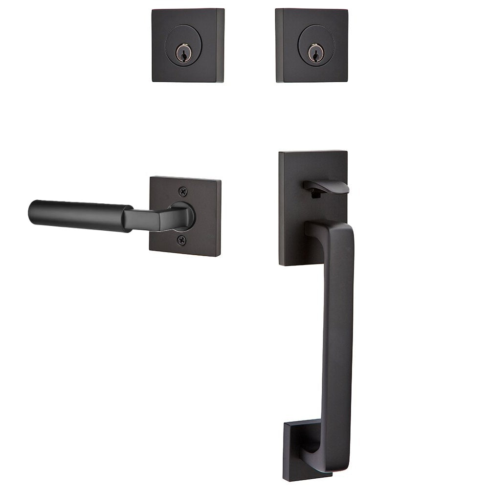 Emtek Baden Entrance Handleset With Hercules Lever Flat Black