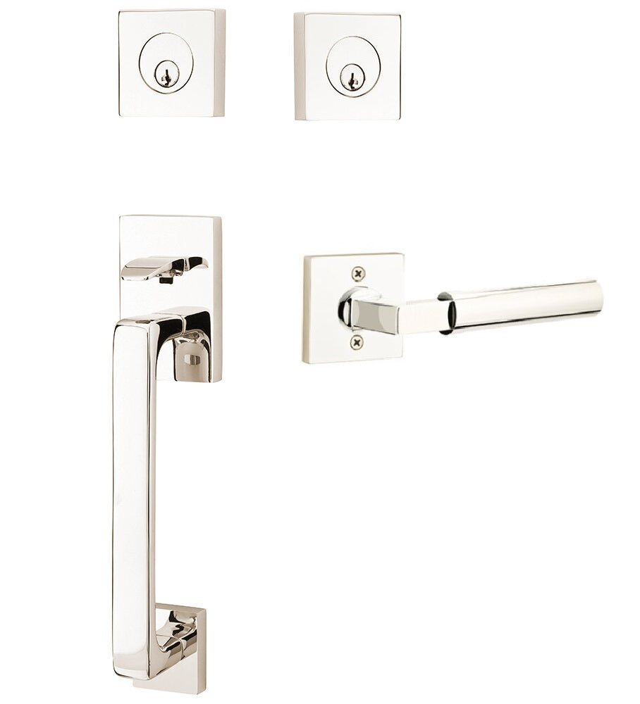 Emtek Baden Entrance Handleset With Hercules Lever Lifetime Polished Nickel