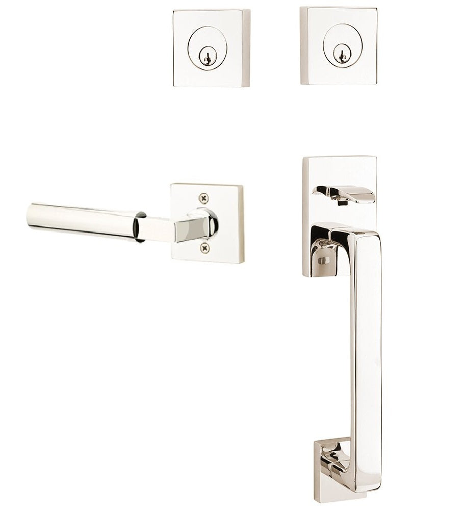 Emtek Baden Entrance Handleset With Hercules Lever Lifetime Polished Nickel