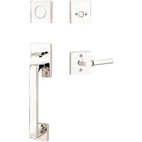 Emtek Baden Entrance Handleset With Hercules Lever Lifetime Polished Nickel