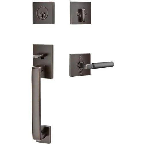 Emtek Baden Entrance Handleset With Hercules Lever Oil Rubbed Bronze
