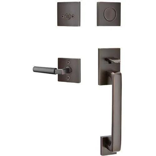 Emtek Baden Entrance Handleset With Hercules Lever Oil Rubbed Bronze