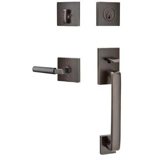 Emtek Baden Entrance Handleset With Hercules Lever Oil Rubbed Bronze