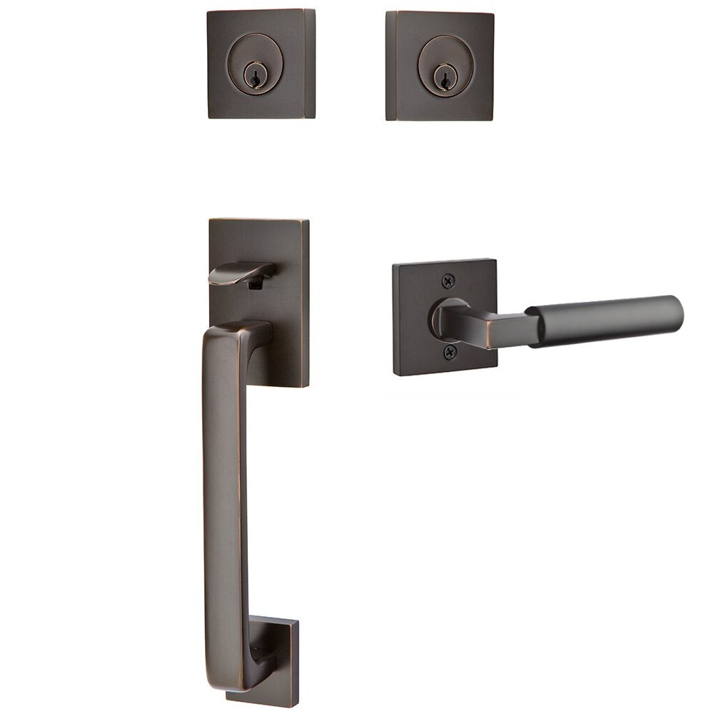 Emtek Baden Entrance Handleset With Hercules Lever Oil Rubbed Bronze
