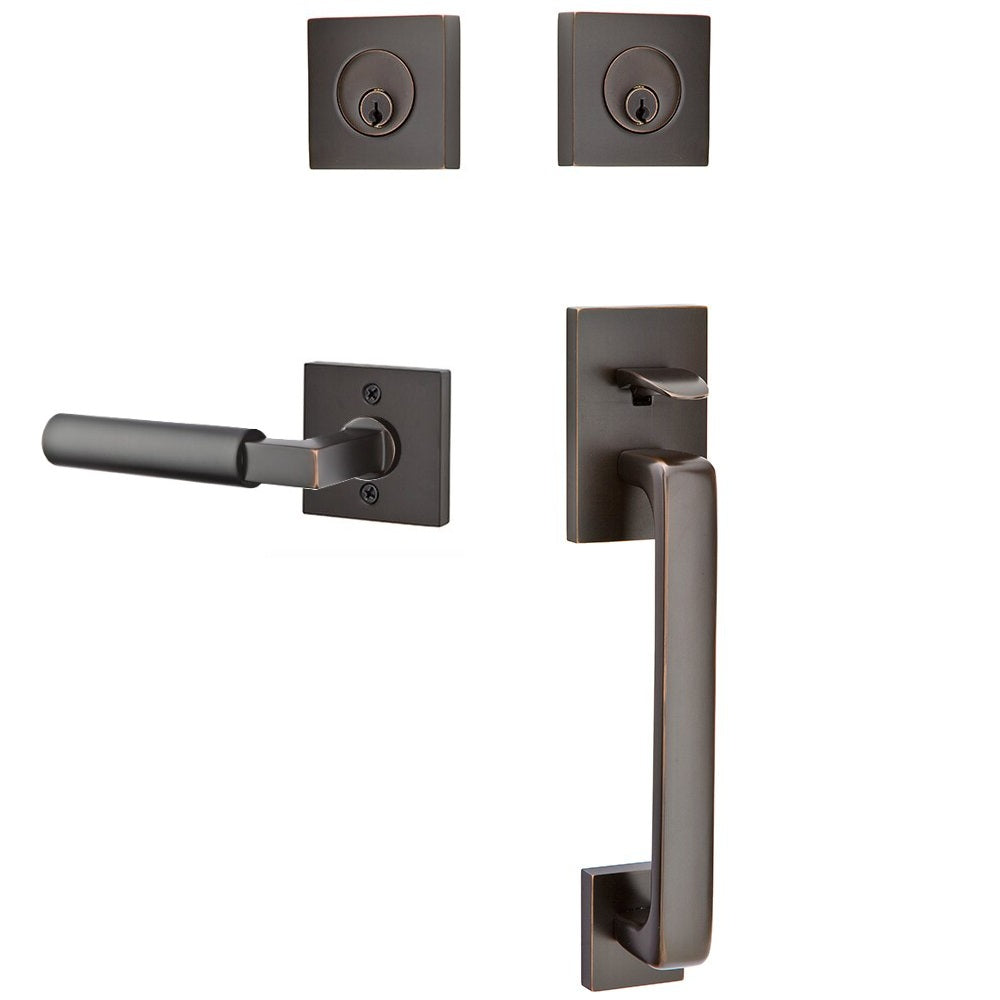 Emtek Baden Entrance Handleset With Hercules Lever Oil Rubbed Bronze